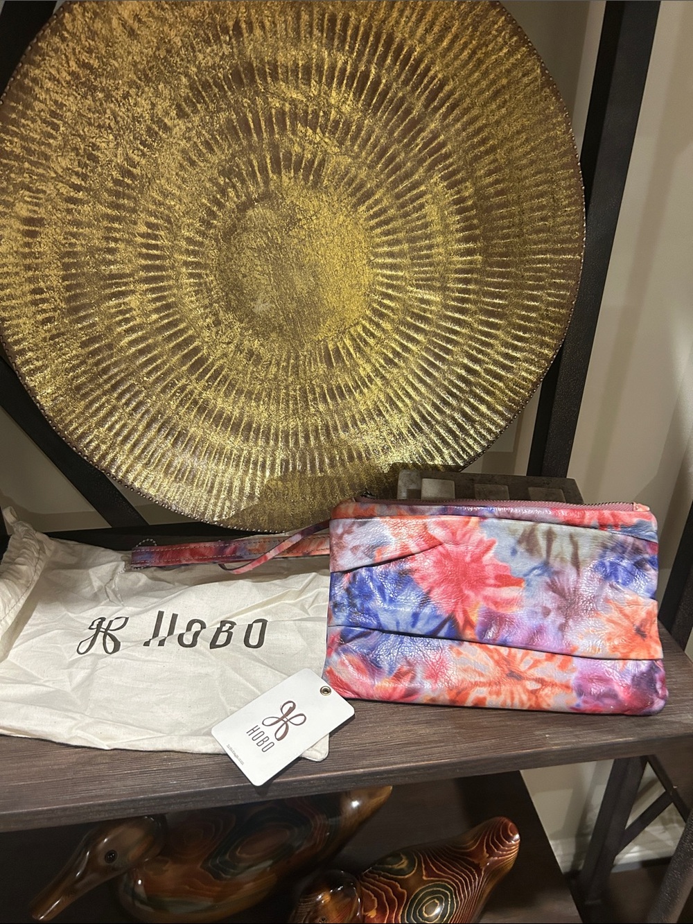 HOBO Multicolor Floral Tie-Dye Wristlet Clutch - Pink/Blue/Orange NWT